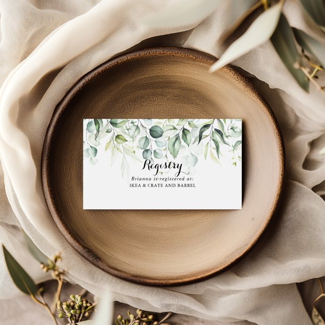 Watercolor Eucalyptus Green Wedding Gift Registry  Enclosure Card (Creator Uploaded)