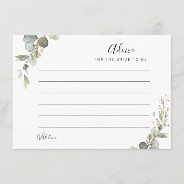 watercolor eucalyptus greenery advice card (Front)