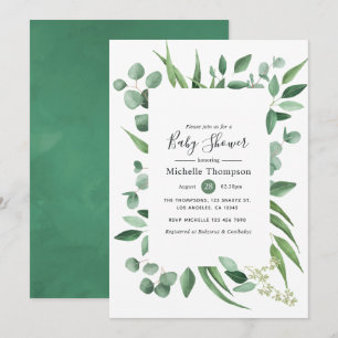 Watercolor Eucalyptus Greenery Baby Shower Invitation