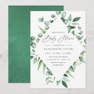 Watercolor Eucalyptus Greenery Baby Shower Invitation
