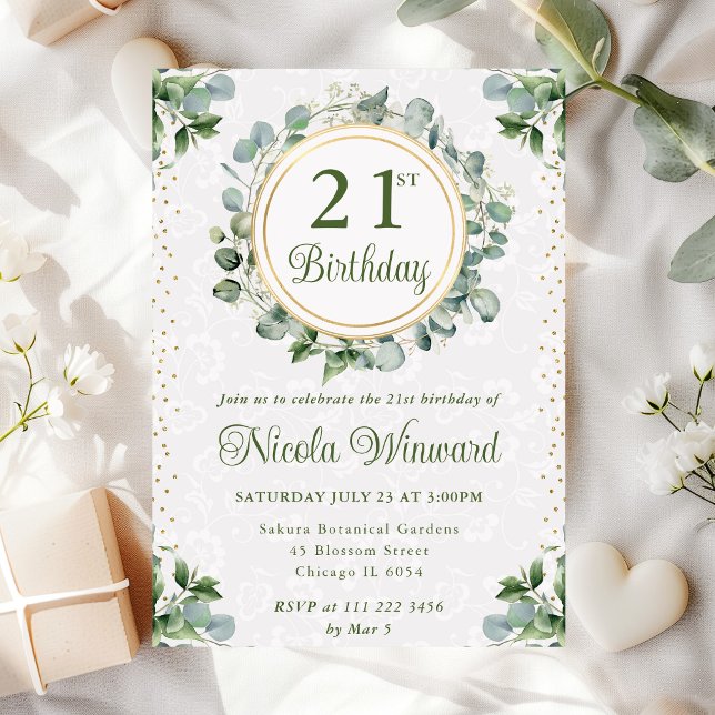 Watercolor Eucalyptus Greenery Birthday Invitation (Creator Uploaded)