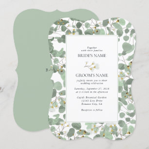 Watercolor Eucalyptus Greenery Blossoms Wedding Invitation