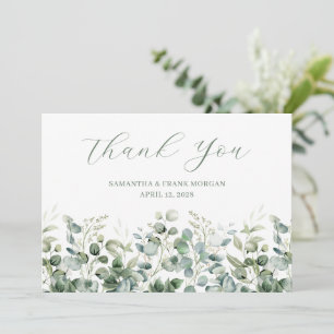 Watercolor Eucalyptus Greenery Border Wedding Thank You Card