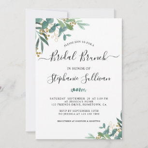 Watercolor Eucalyptus Greenery Bridal Brunch Invitation