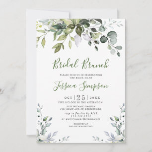 Watercolor Eucalyptus Greenery Bridal  Brunch Invitation
