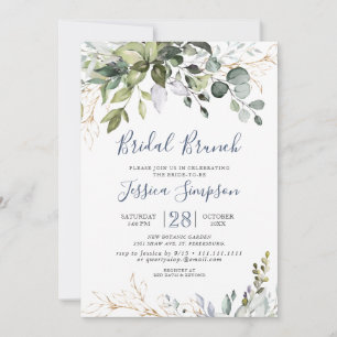 Watercolor Eucalyptus Greenery Bridal  Brunch Invitation
