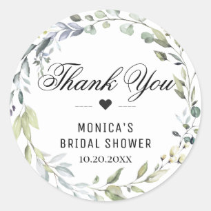 Watercolor Eucalyptus Greenery Bridal Shower Classic Round Sticker