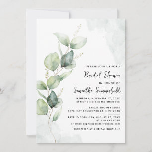 Watercolor Eucalyptus Greenery Bridal Shower Invitation