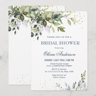 Watercolor Eucalyptus Greenery Bridal Shower Invitation