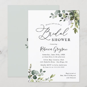 Watercolor Eucalyptus Greenery Bridal Shower Invitation