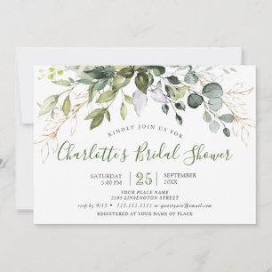 Watercolor Eucalyptus Greenery Bridal Shower Invitation