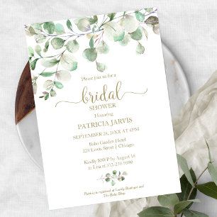 Watercolor Eucalyptus Greenery Bridal Shower Invitation