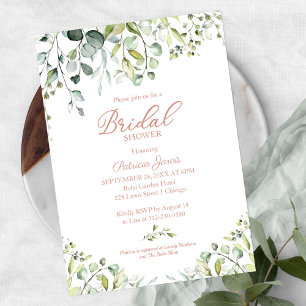 Watercolor Eucalyptus Greenery Bridal Shower Invitation