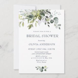 Watercolor Eucalyptus Greenery Bridal Shower Invitation