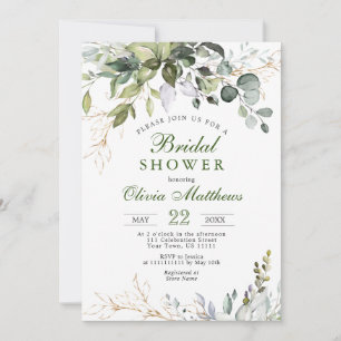 Watercolor Eucalyptus Greenery Bridal Shower Invitation