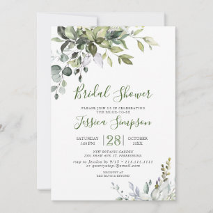 Watercolor Eucalyptus Greenery Bridal Shower Invitation