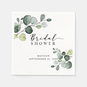 Watercolor Eucalyptus Greenery Bridal Shower Napkin