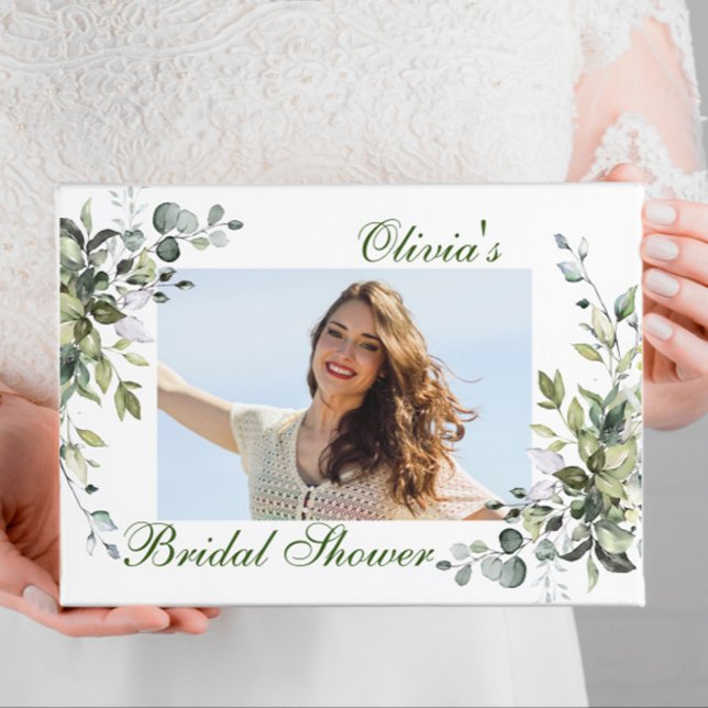 Watercolor Eucalyptus Greenery Bridal Shower Photo Guest Book (Creator Uploaded)
