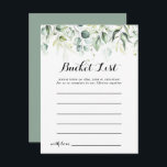 Watercolor Eucalyptus Greenery Bucket List Cards<br><div class="desc">These watercolor eucalyptus greenery bucket list cards are the perfect activity for a rustic wedding reception or bridal shower. This artistic design features hand-drawn,  watercolor eucalyptus green foliage,  inspiring natural beauty.

Bucket List sign is sold separately.</div>