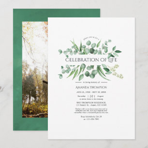 Watercolor Eucalyptus Greenery Celebration of Life Invitation