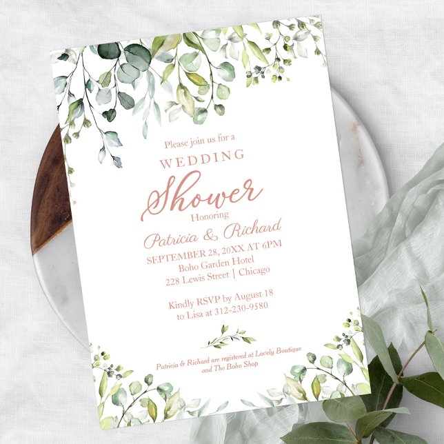 Watercolor Eucalyptus Greenery Couples Shower Invi Invitation (Creator Uploaded)