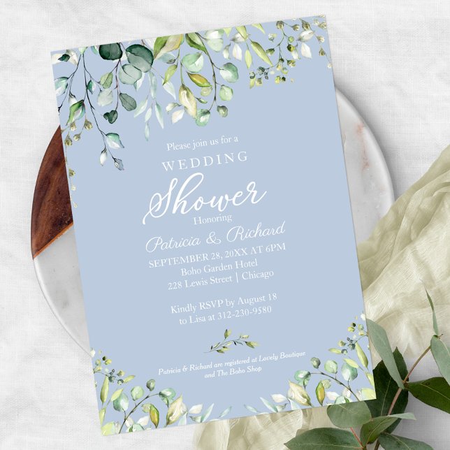 Watercolor Eucalyptus Greenery Couples Shower Invitation (Creator Uploaded)