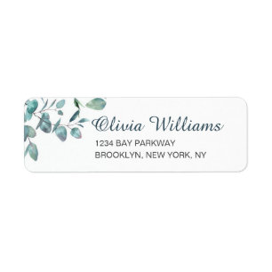 Watercolor Eucalyptus Greenery Elegant Chic Label