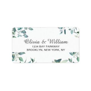 Watercolor Eucalyptus Greenery Elegant Chic Label