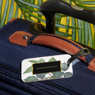Watercolor eucalyptus greenery elegant luggage tag