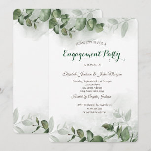 Watercolor Eucalyptus Greenery Engagement Invitation