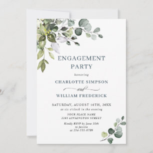 Watercolor Eucalyptus Greenery ENGAGEMENT PARTY Invitation