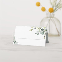 Watercolor Eucalyptus Greenery Folded Place Card