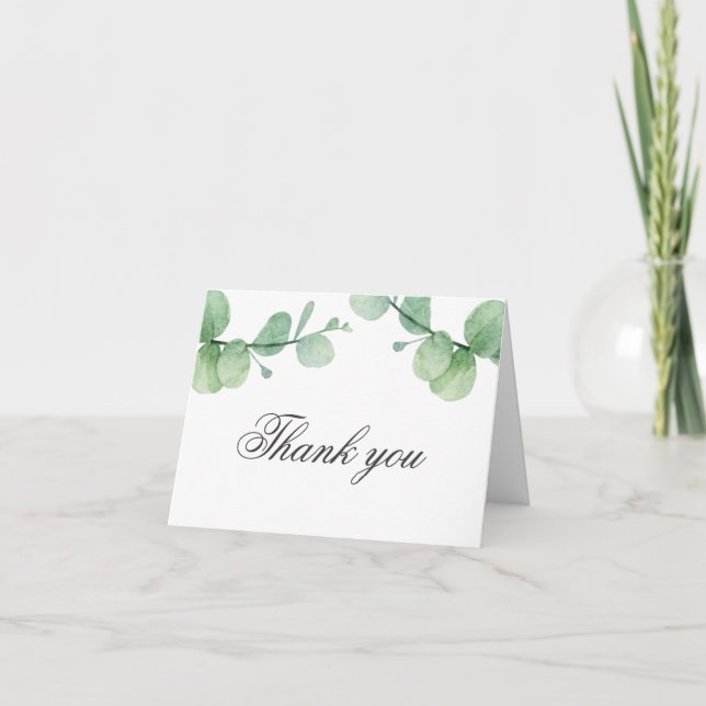 Watercolor eucalyptus. Greenery foliage birthday Thank You Card (Front)