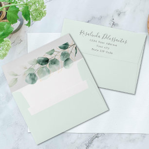 Watercolor Eucalyptus Greenery Gold Foliage Envelope