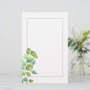 Watercolor eucalyptus greenery green foliage  stationery