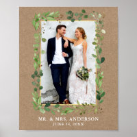 Watercolor Eucalyptus Greenery Kraft Gold Photo