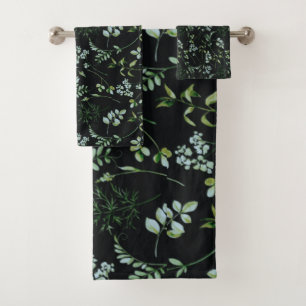 Watercolor Eucalyptus Greenery Leaves Bath Towel Set