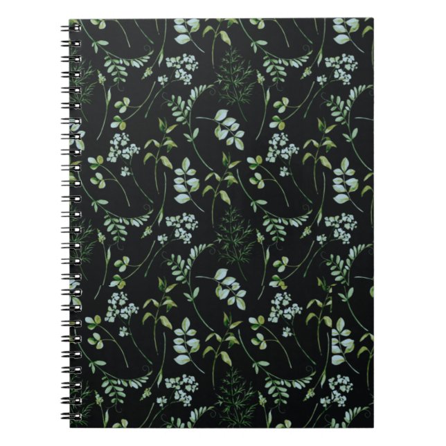 Watercolor Eucalyptus Greenery Leaves Notebook (Front)