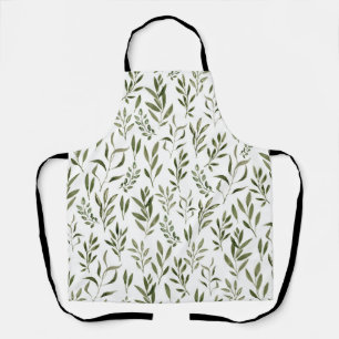Watercolor Eucalyptus Greenery Leaves Pattern Apron