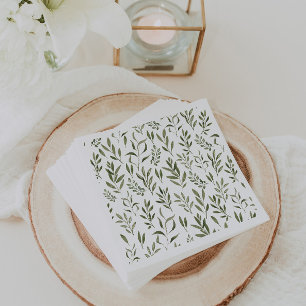 Watercolor Eucalyptus Greenery Leaves Pattern Napkin