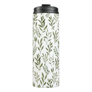 Watercolor Eucalyptus Greenery Leaves Pattern Thermal Tumbler