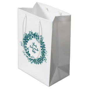 Watercolor eucalyptus greenery medium gift bag