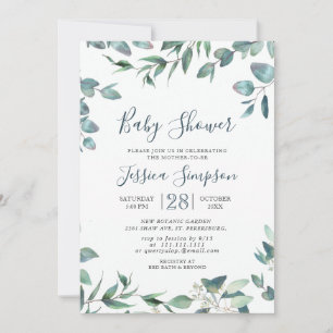 Watercolor Eucalyptus Greenery NEUTRAL Baby Shower Invitation