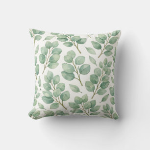 Watercolor Eucalyptus Greenery Pattern Cushion