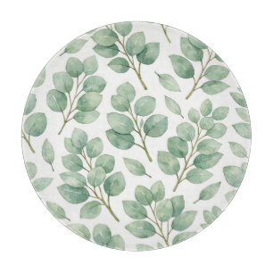 Watercolor Eucalyptus Greenery Pattern Cutting Board