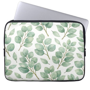 Watercolor Eucalyptus Greenery Pattern Laptop Sleeve