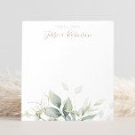 Watercolor Eucalyptus Greenery Personalised Notepad<br><div class="desc">Create your own elegant personalised watercolor eucalyptus greenery notepad with your custom name.</div>