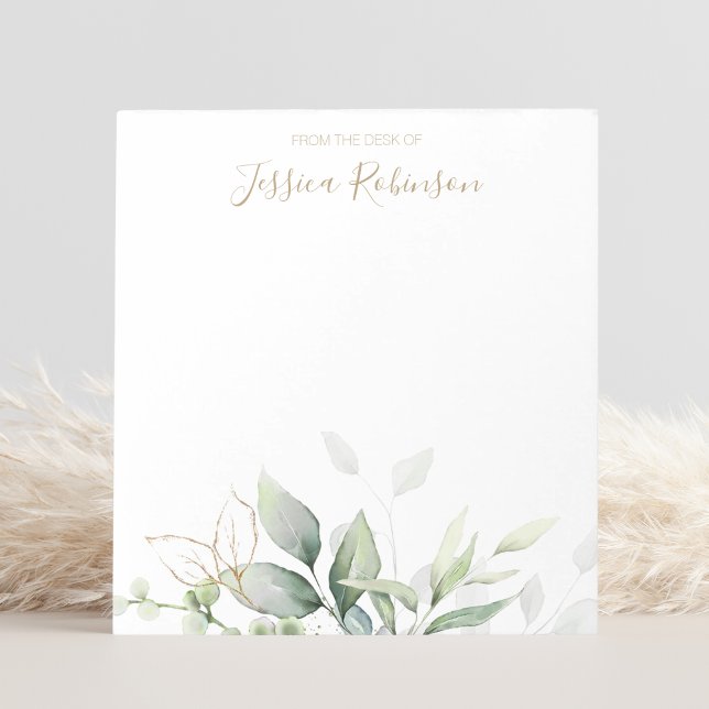 Watercolor Eucalyptus Greenery Personalised Notepad (Creator Uploaded)
