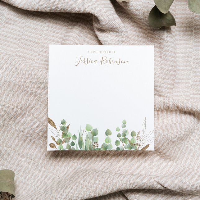 Watercolor Eucalyptus Greenery Personalized Notepad (Creator Uploaded)