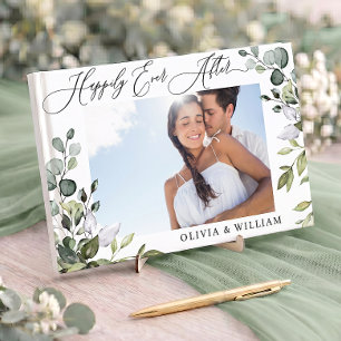Watercolor Eucalyptus Greenery PHOTO Wedding Guest Book